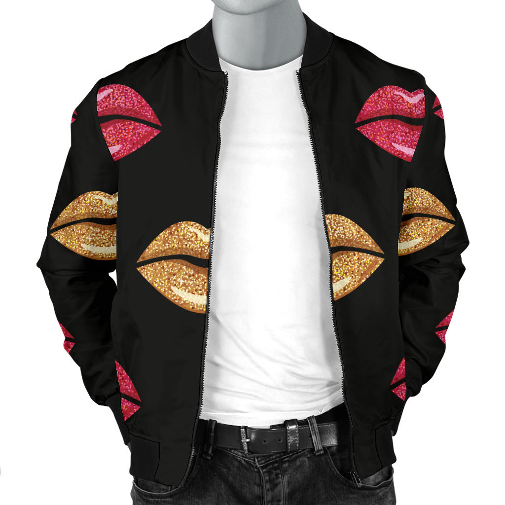 Lip Pattern Print Design 03 Men Bomber Jacket