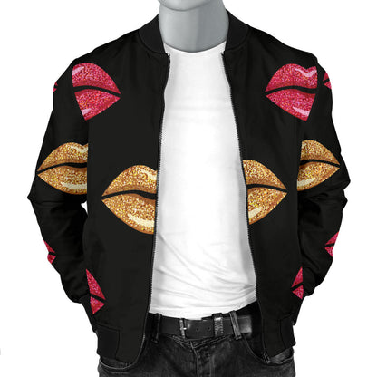 Lip Pattern Print Design 03 Men Bomber Jacket