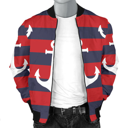 Nautical Pattern Print Design A05 Men Bomber Jacket