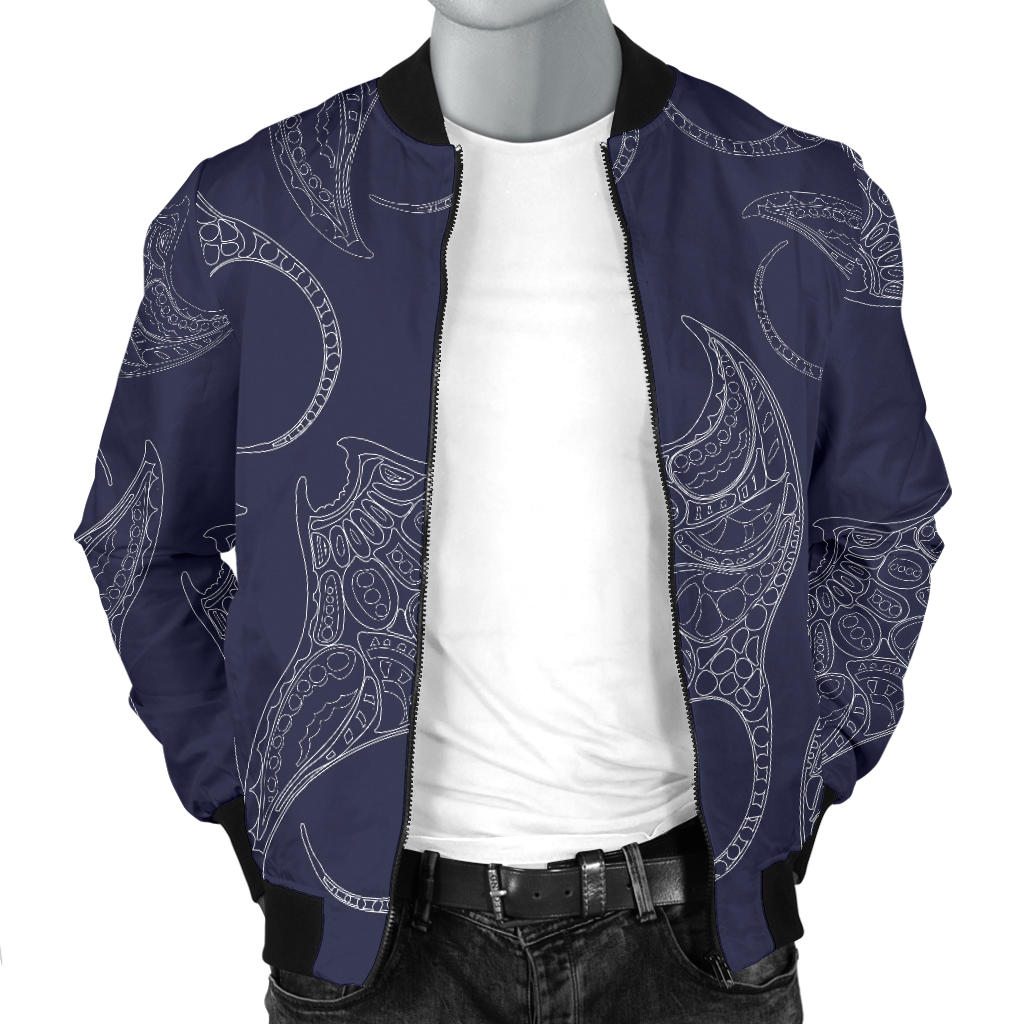 Manta Ray Pattern Print Design 01 Men Bomber Jacket