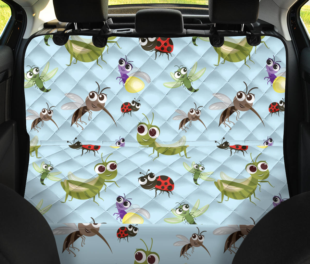 Ladybug Pattern Print Design 01 Rear Dog Car Seat Cover Hammock
