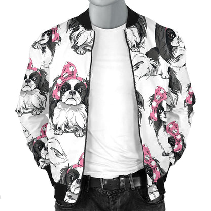 Japanese Chin Pattern Print Design 01 Men Bomber Jacket