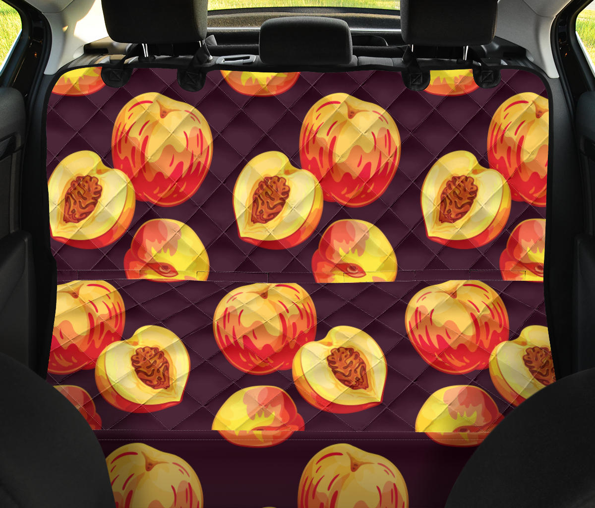 Peach Pattern Print Design A04 Rear Dog Car Seat Cover Hammock