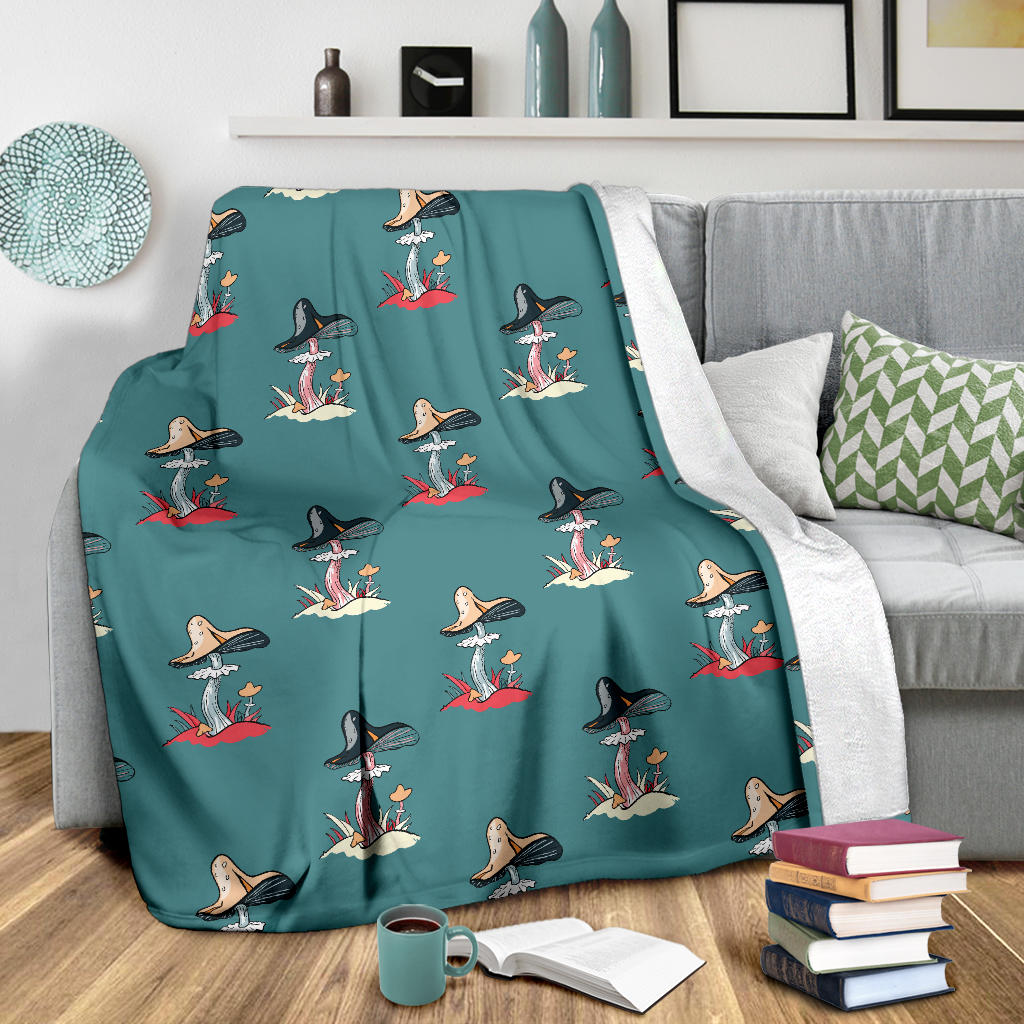 Mushroom Pattern Print Design A04 Premium Blanket