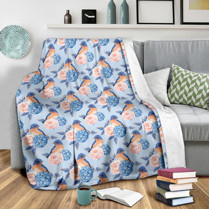 Bluebird Pattern Print Design 01 Premium Blanket
