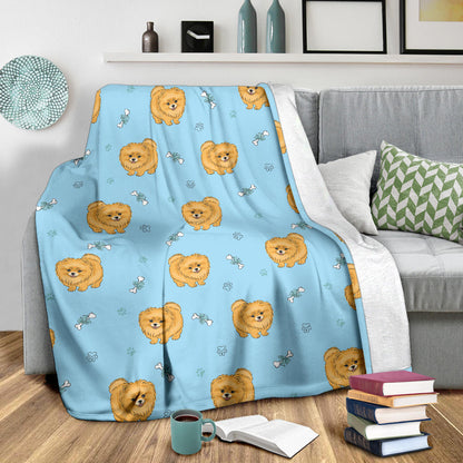 Pomeranians Pattern Print Design A03 Premium Blanket