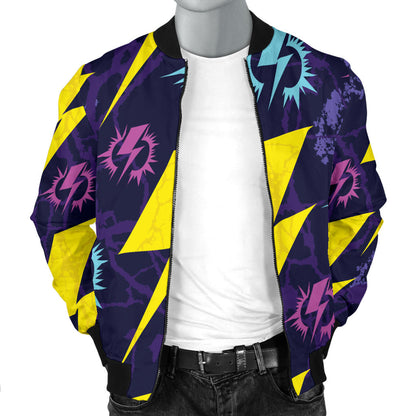Lightning Thunder Pattern Print Design 01 Men Bomber Jacket