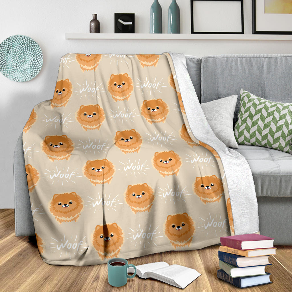 Pomeranians Pattern Print Design A04 Premium Blanket
