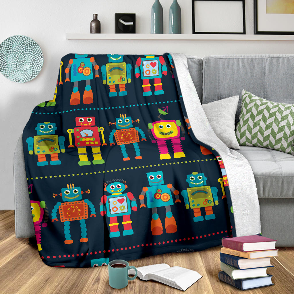 Robot Pattern Print Design A01 Premium Blanket