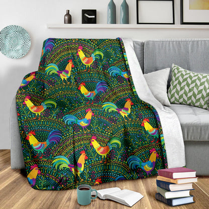 Rooster Pattern Print Design A01 Premium Blanket