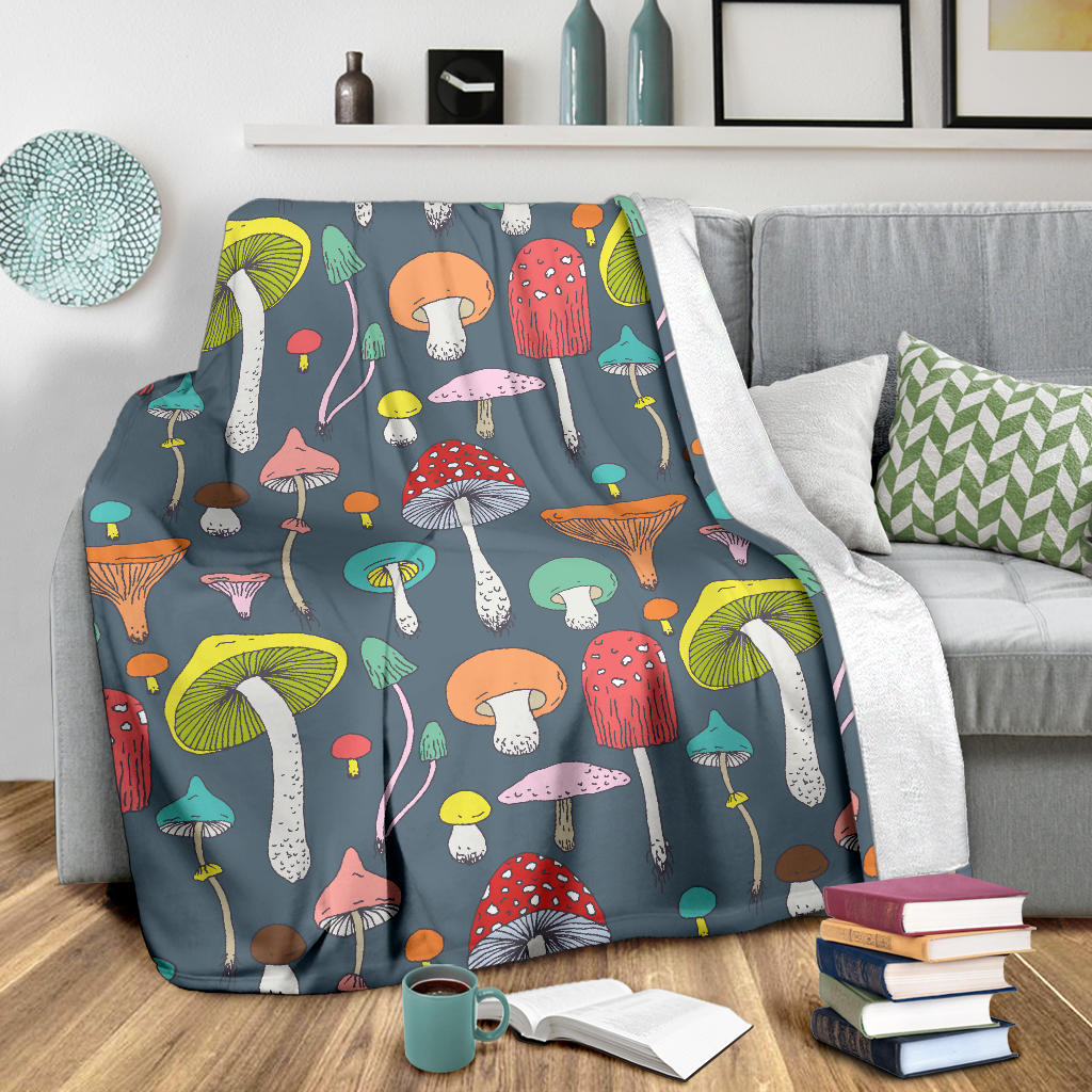 Mushroom Pattern Print Design A03 Premium Blanket