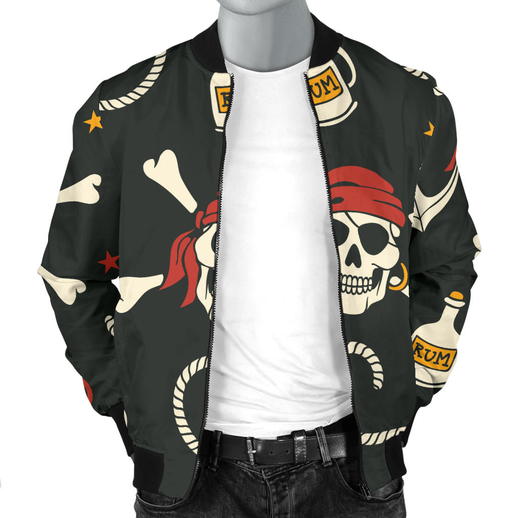 Pirate Pattern Print Design A02 Men Bomber Jacket