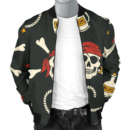 Pirate Pattern Print Design A02 Men Bomber Jacket