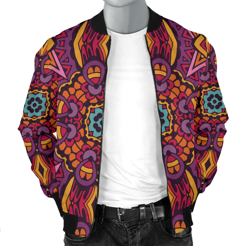 Bohemian Pattern Print Design 10 Men Bomber Jacket