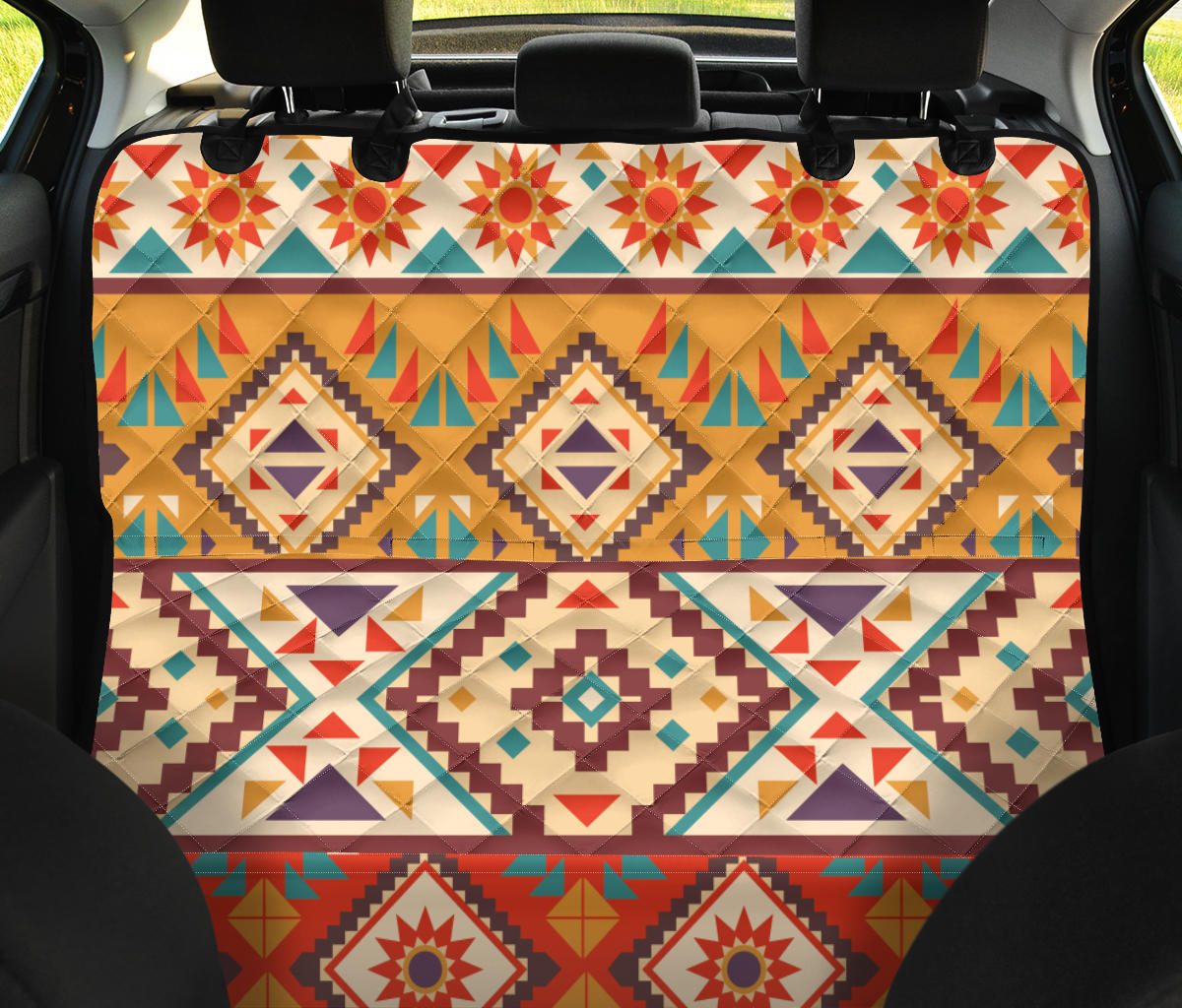 Navajo Pattern Print Design A01 Rear Dog Car Seat Cover Hammock