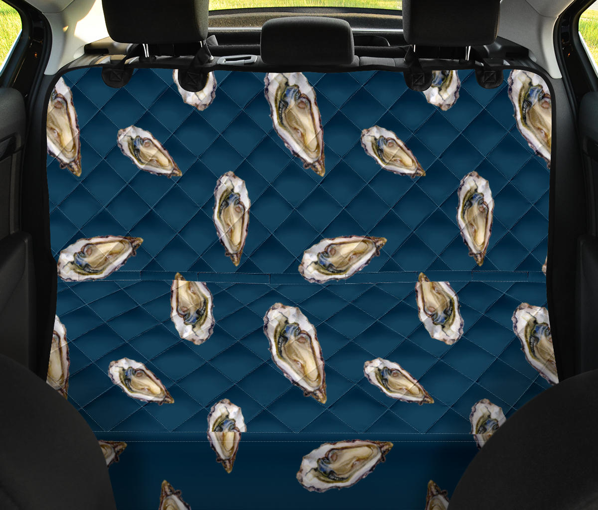 Oyster Pattern Print Design 03 Rear Dog Car Seat Cover Hammock