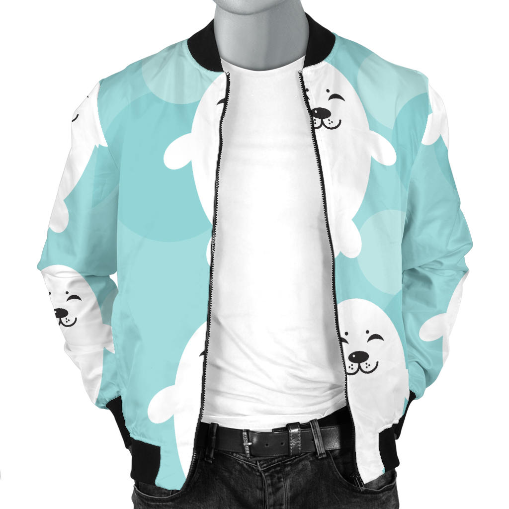 Sea Lion Baby Pattern Print Design 01 Men Bomber Jacket