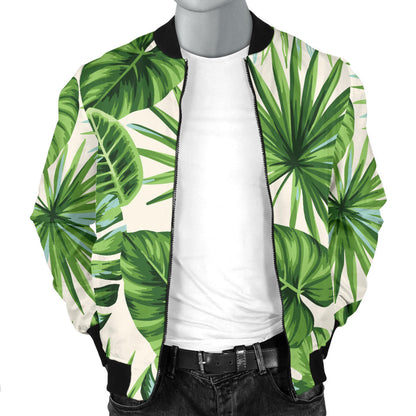 Palm Leaf Pattern Print Design A01 Men Bomber Jacket