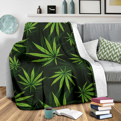 Pot Leaf Pattern Print Design A03 Premium Blanket