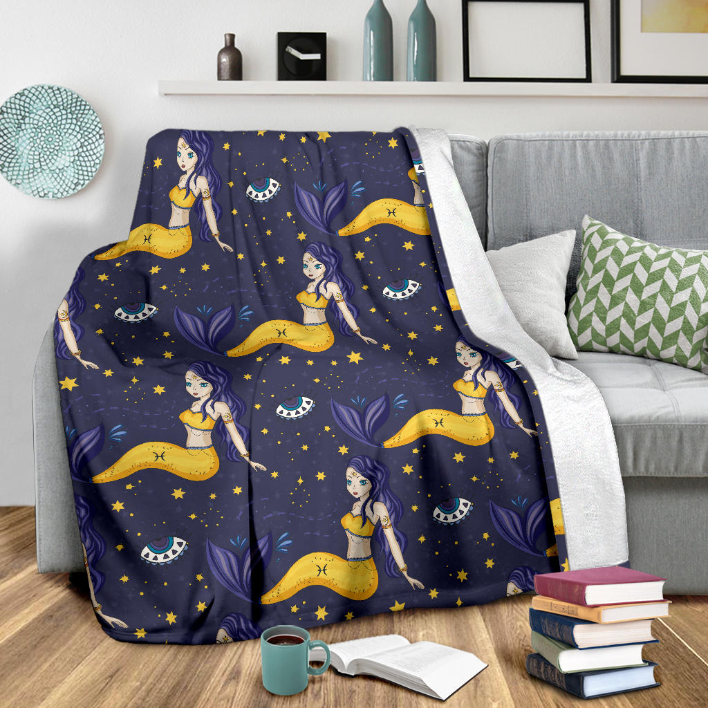Pisces Pattern Print Design A04 Premium Blanket