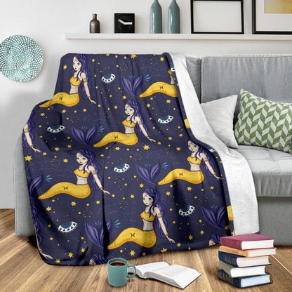 Pisces Pattern Print Design A04 Premium Blanket