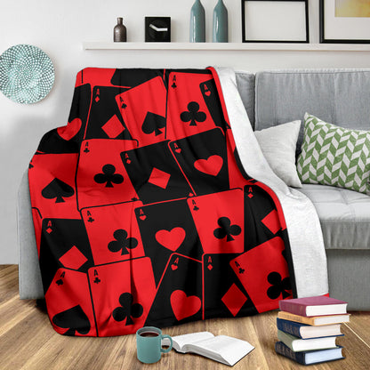 Poker Cards Pattern Print Design A01 Premium Blanket