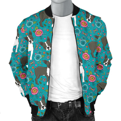 Boston Terrier Pattern Print Design 07/men-bomber-jacket.jpg Men Bomber Jacket