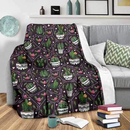 Cactus Pattern Print Design 03 Premium Blanket