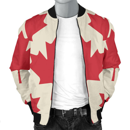 Maple Leaf Pattern Print Design 03 Men Bomber Jacket