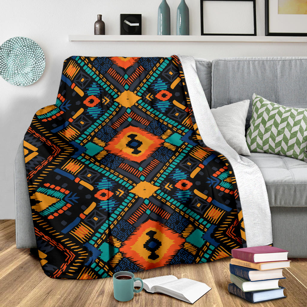 Kente Pattern Print Design 04 Premium Blanket