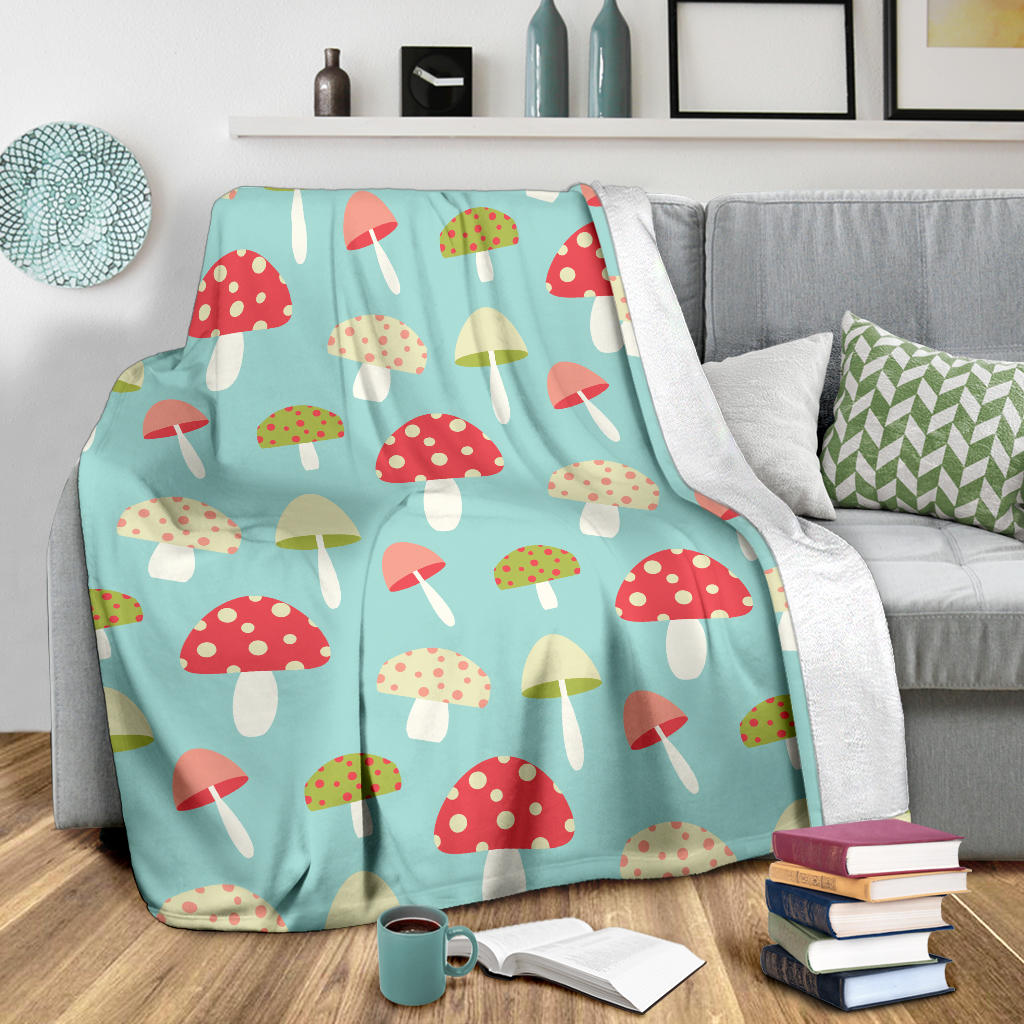 Mushroom Pattern Print Design A01 Premium Blanket