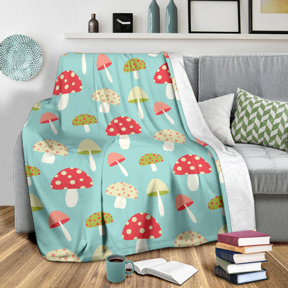 Mushroom Pattern Print Design A01 Premium Blanket