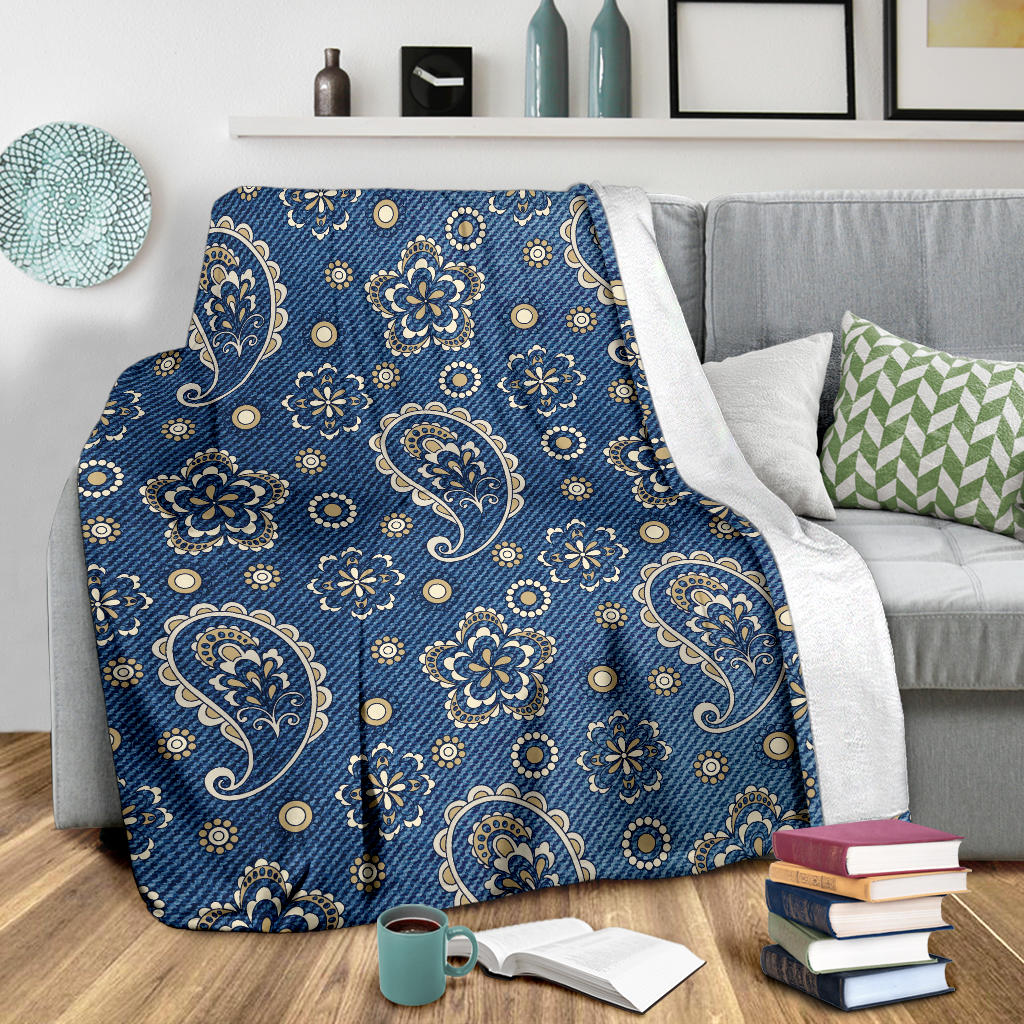 Jean Paisley Pattern Print Design 01 Premium Blanket