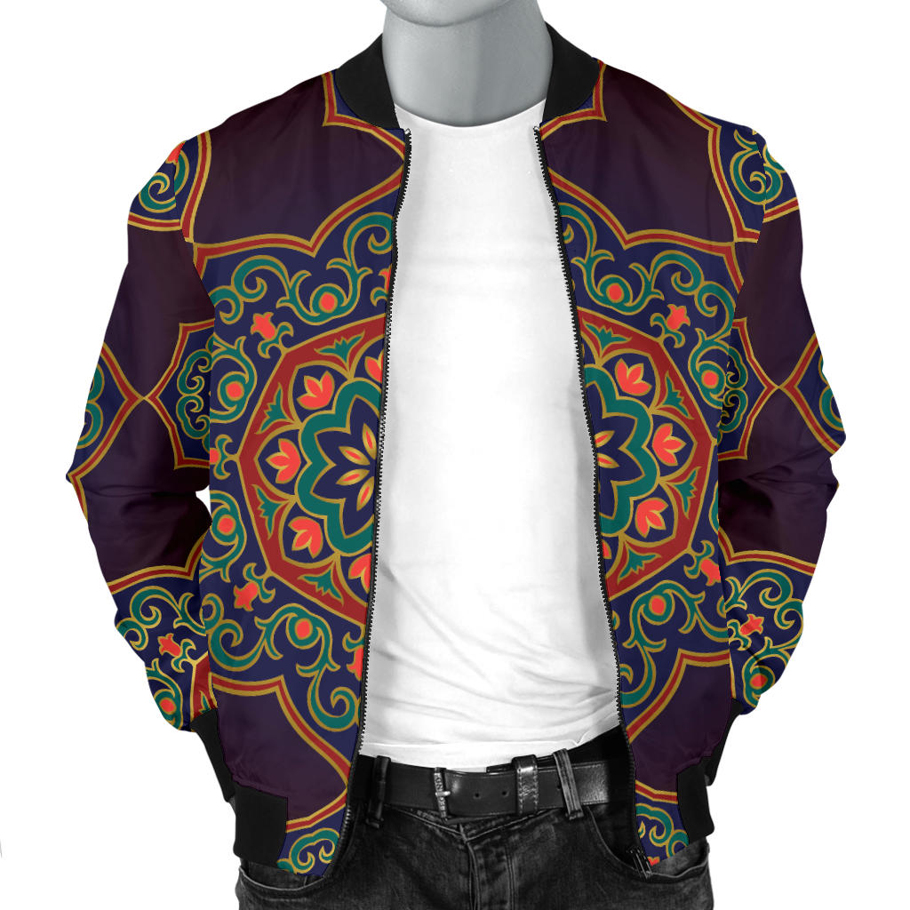Medallion Pattern Print Design 03 Men Bomber Jacket