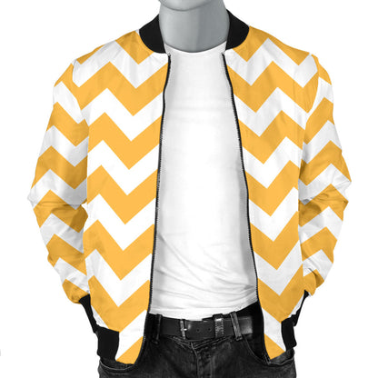 Chevron Orange Pattern Print Design 01 Men Bomber Jacket