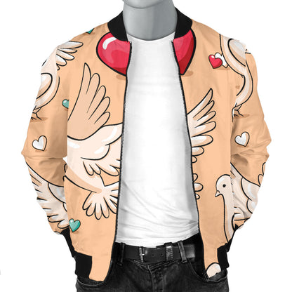 Pigeon Heart Pattern Print Design 04 Men Bomber Jacket