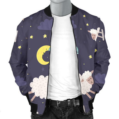 Sheep Night Pattern Print Design 02 Men Bomber Jacket