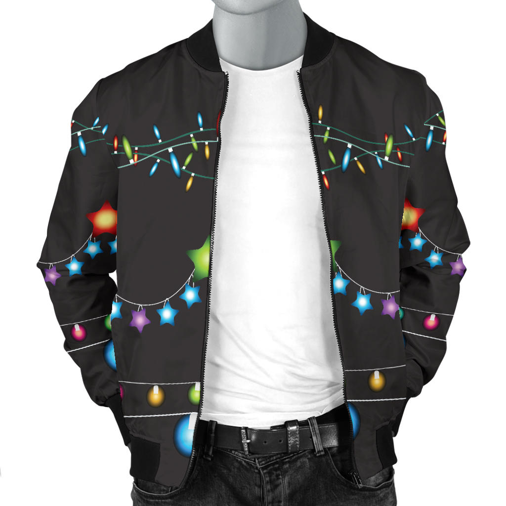 Christmas Light Pattern Print Design 01 Men Bomber Jacket