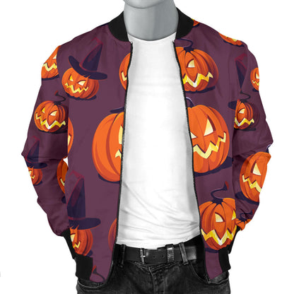 Halloween Pumpkin Pattern Print Design 03 Men Bomber Jacket