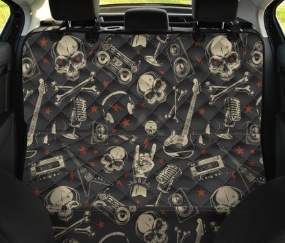 Rock and Roll Skull Pattern Print Design A03 Rear Dog Car Seat Cover Hammock