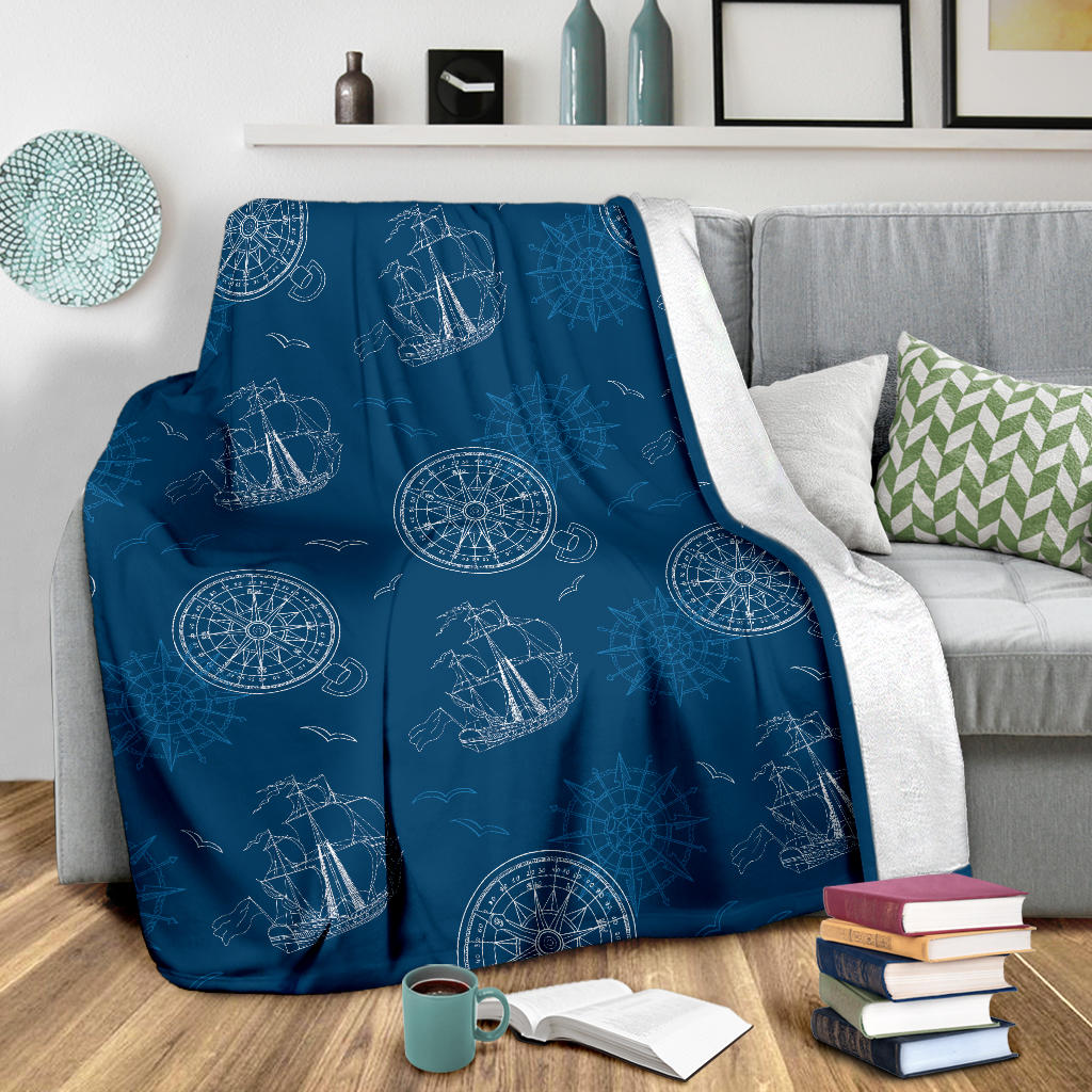 Nautical Pattern Print Design A04 Premium Blanket