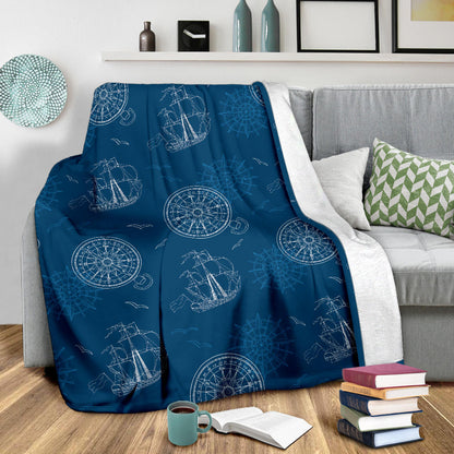 Nautical Pattern Print Design A04 Premium Blanket