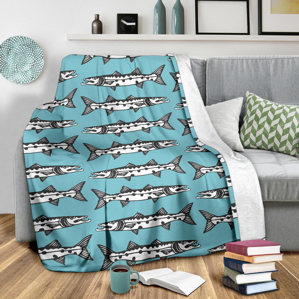 Barracuda Pattern Print Design 03 Premium Blanket
