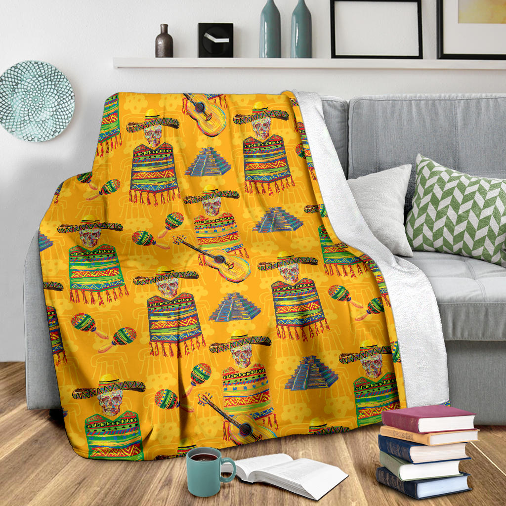 Maracas Mexican Style Pattern Print Design 02 Premium Blanket