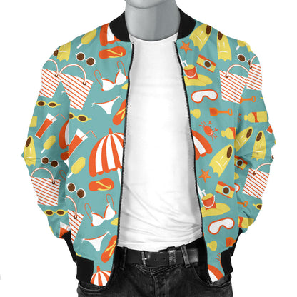 Beach Scene Pattern Print Design 02 Men Bomber Jacket