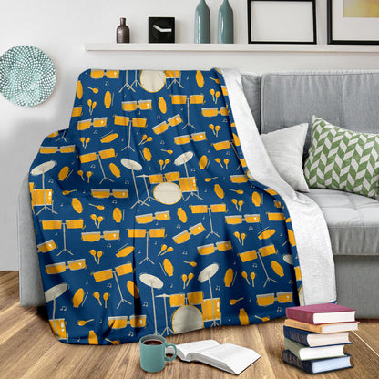 Drum Set Pattern Print Design 03 Premium Blanket