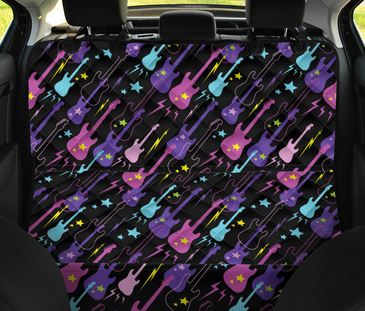 Electric Guitar Pattern Print Design 02 Rear Dog Car Seat Cover Hammock