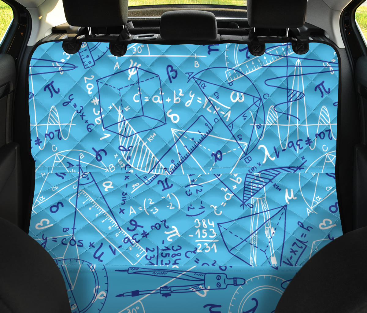 Math Pattern Print Design 02 Rear Dog Car Seat Cover Hammock