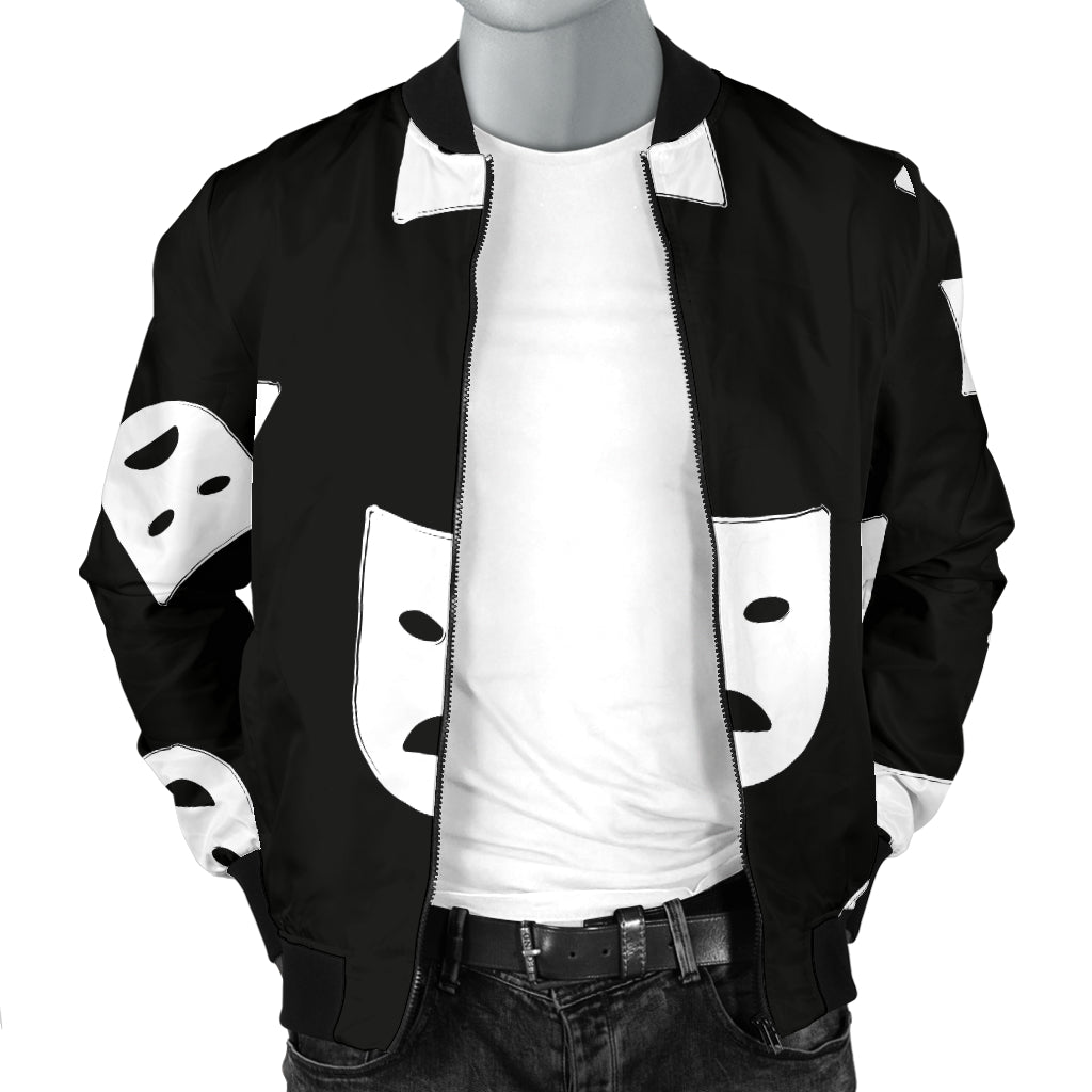 Acting Mask Pattern Print Design 03 Men Bomber Jacket