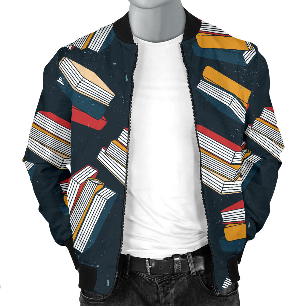 Book Pattern Print Design 07 Men Bomber Jacket